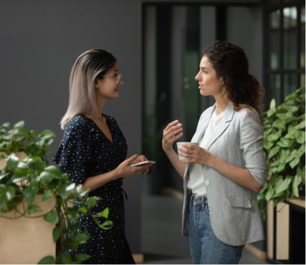 Businesswoman talking and discussing common project
