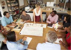 Female boss leading meeting